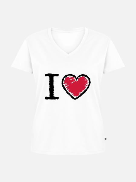 I love heart - Frauen Premium Bio T-Shirt mit V-Ausschnitt - Weiß