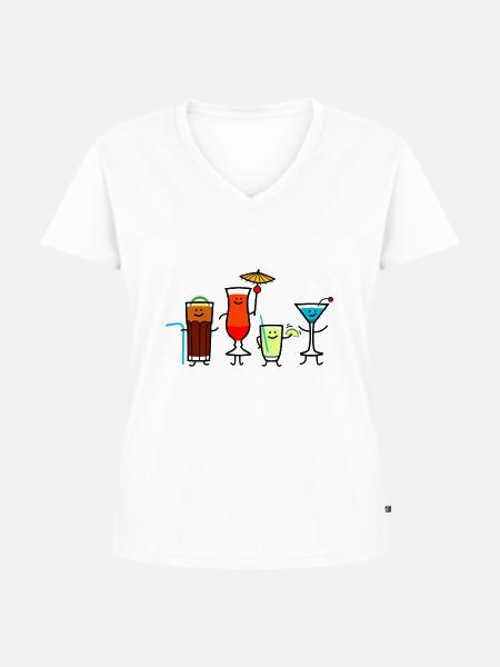 Cocktail Friends (b) - Frauen Premium Bio T-Shirt mit V-Ausschnitt - Weiß