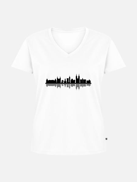 Skyline - Höxter - Frauen Premium Bio T-Shirt mit V-Ausschnitt - Weiß