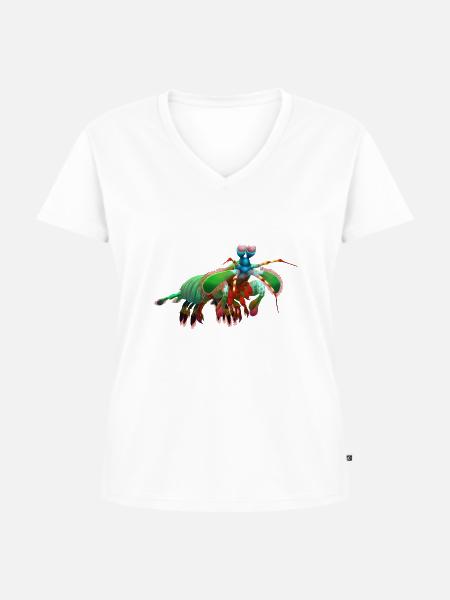 3D Fangschreckenkrebs - Frauen Premium Bio T-Shirt mit V-Ausschnitt - Weiß