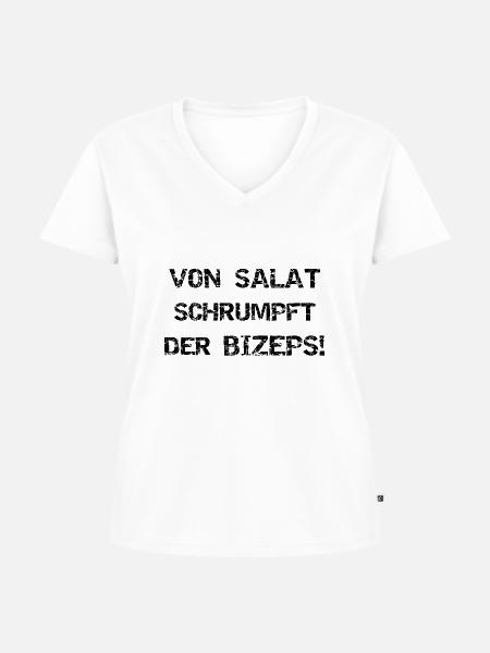 Von Salat schrumpft... - Frauen Premium Bio T-Shirt mit V-Ausschnitt - Weiß