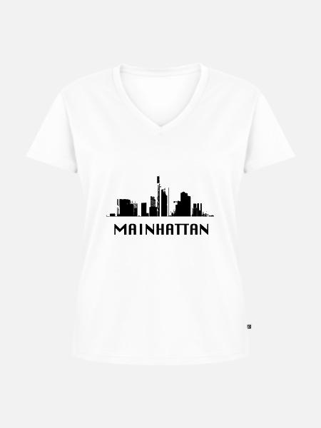 mainhattan ffm - Frauen Premium Bio T-Shirt mit V-Ausschnitt - Weiß