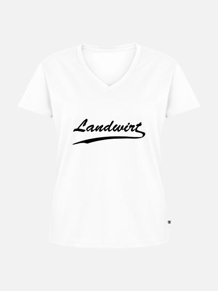 landwirt - Frauen Premium Bio T-Shirt mit V-Ausschnitt - Weiß