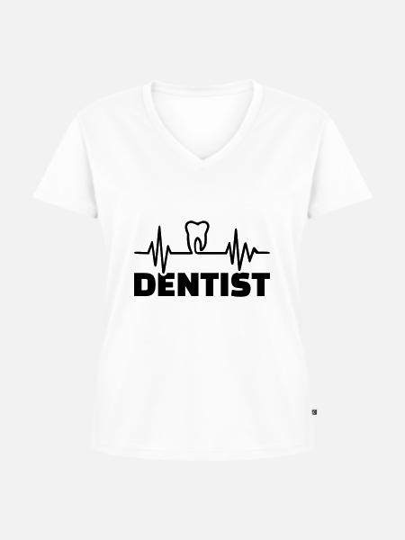 Zahnarzt - Frauen Premium Bio T-Shirt mit V-Ausschnitt - Weiß