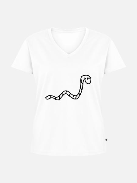 wurm - Frauen Premium Bio T-Shirt mit V-Ausschnitt - Weiß
