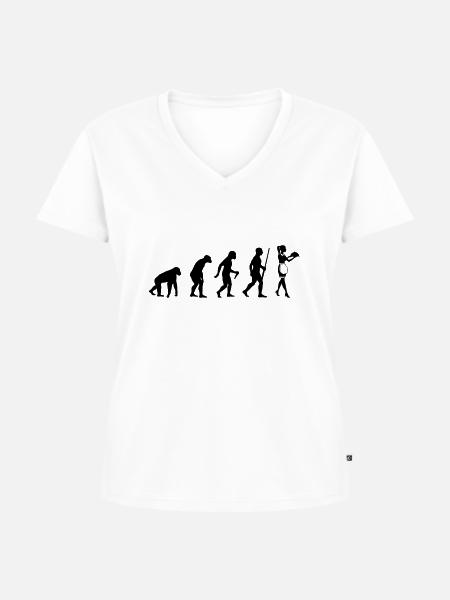 Waitress Evolution - Frauen Premium Bio T-Shirt mit V-Ausschnitt - Weiß