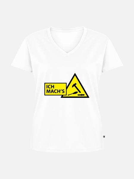 (ichmachs_handwerker) - Frauen Premium Bio T-Shirt mit V-Ausschnitt - Weiß