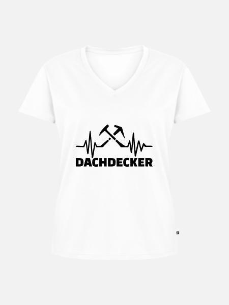 Dachdecker - Frauen Premium Bio T-Shirt mit V-Ausschnitt - Weiß