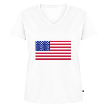 États-Unis - T-shirt encolure en V Premium bio Femme - blanc - Devant - AI Model Female 172 dark (172cm)