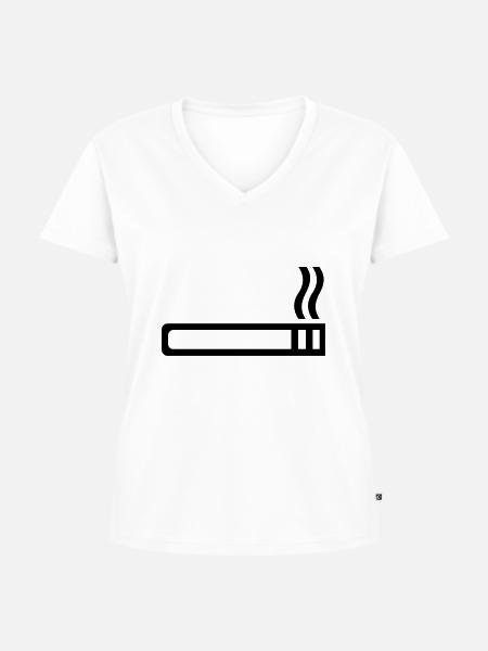 Zigarette - Frauen Premium Bio T-Shirt mit V-Ausschnitt - Weiß