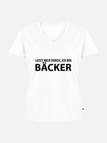 bäcker - Frauen Premium Bio T-Shirt mit V-Ausschnitt - Weiß