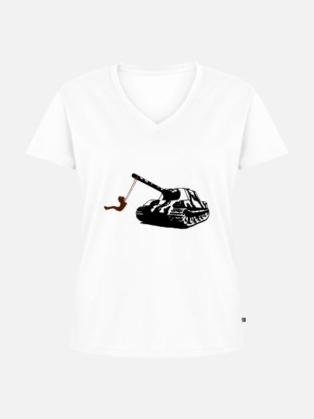 Friedenspanzer - Frauen Premium Bio T-Shirt mit V-Ausschnitt - Weiß