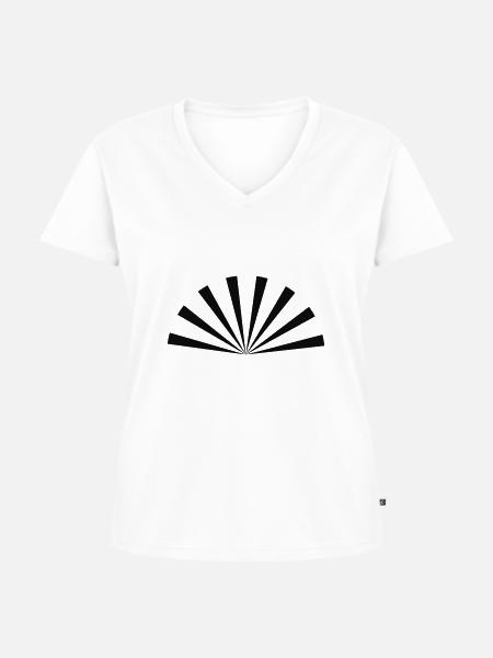 Half Sunburst - Frauen Premium Bio T-Shirt mit V-Ausschnitt - Weiß