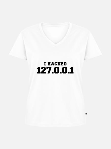 i hacked 127.0.0.1 - Frauen Premium Bio T-Shirt mit V-Ausschnitt - Weiß