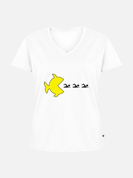 Fischman - Frauen Premium Bio T-Shirt mit V-Ausschnitt - Weiß
