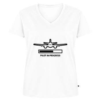 pilot - Frauen Premium Bio T-Shirt mit V-Ausschnitt - Weiß - Vorne - AI Model Female 172 dark (172cm)