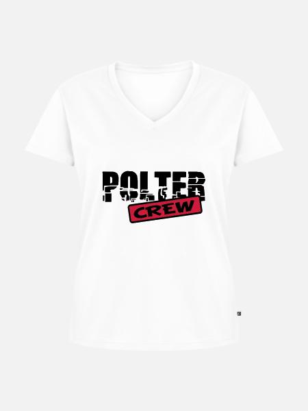 poltercrew - Frauen Premium Bio T-Shirt mit V-Ausschnitt - Weiß