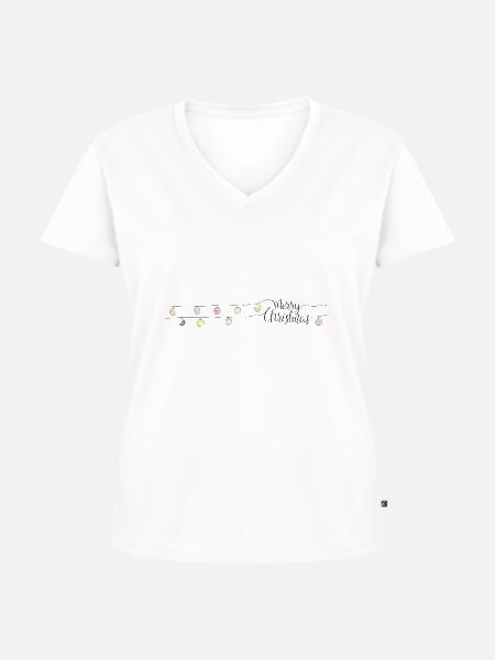 Merry Christmas - Frauen Premium Bio T-Shirt mit V-Ausschnitt - Weiß