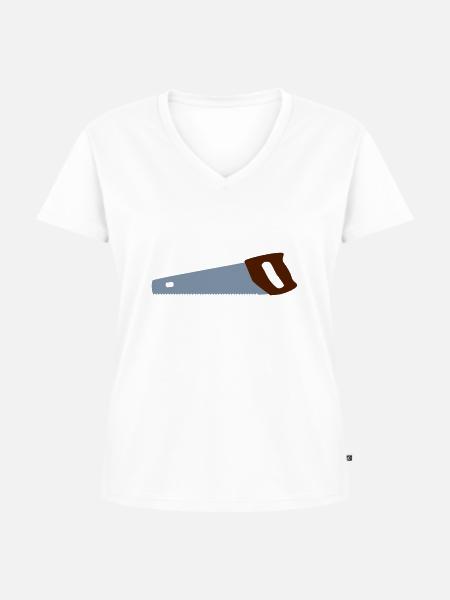 säge - Frauen Premium Bio T-Shirt mit V-Ausschnitt - Weiß
