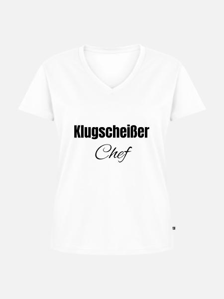Klugscheißer Chef - Frauen Premium Bio T-Shirt mit V-Ausschnitt - Weiß