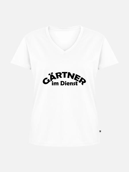 gärtner im dienst - Frauen Premium Bio T-Shirt mit V-Ausschnitt - Weiß