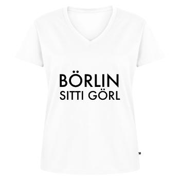 Berlin - Frauen Premium Bio T-Shirt mit V-Ausschnitt - Weiß - Vorne - AI Model Female 172 dark (172cm)
