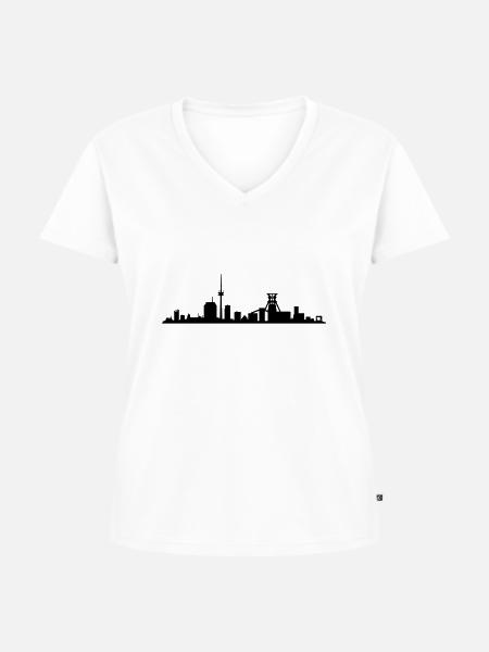 Skyline Essen - Frauen Premium Bio T-Shirt mit V-Ausschnitt - Weiß