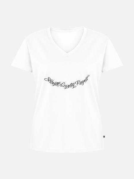 Strength Loyality Respect 2 - Frauen Premium Bio T-Shirt mit V-Ausschnitt - Weiß