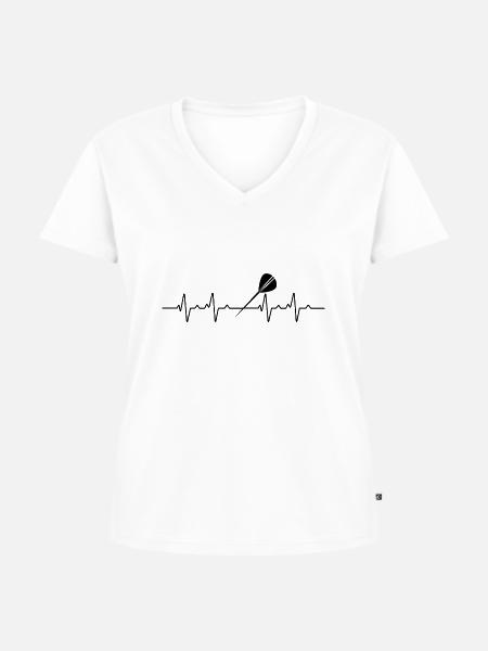 Herzschlag Dart Darts - Frauen Premium Bio T-Shirt mit V-Ausschnitt - Weiß