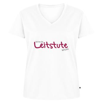 Leitstute basta - Frauen Premium Bio T-Shirt mit V-Ausschnitt - Weiß - Vorne - AI Model Female 172 dark (172cm)