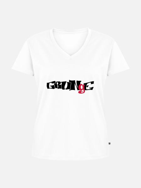 grunge_logo - Frauen Premium Bio T-Shirt mit V-Ausschnitt - Weiß