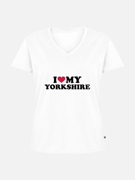 Yorkshire - Frauen Premium Bio T-Shirt mit V-Ausschnitt - Weiß