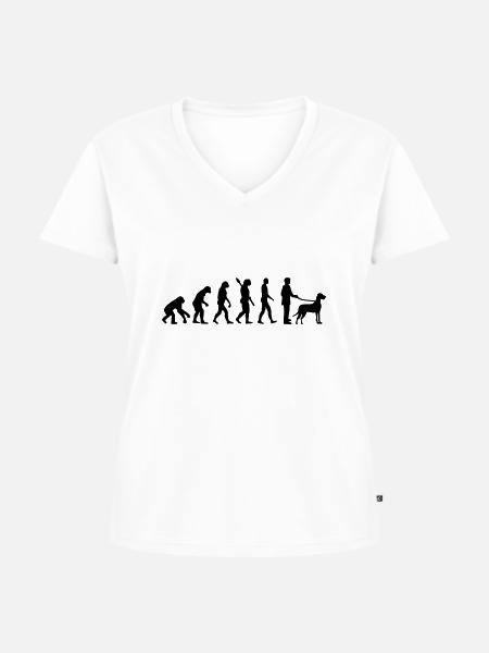Dogge - Frauen Premium Bio T-Shirt mit V-Ausschnitt - Weiß