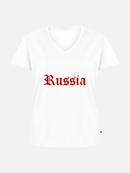 Russia - Frauen Premium Bio T-Shirt mit V-Ausschnitt - Weiß