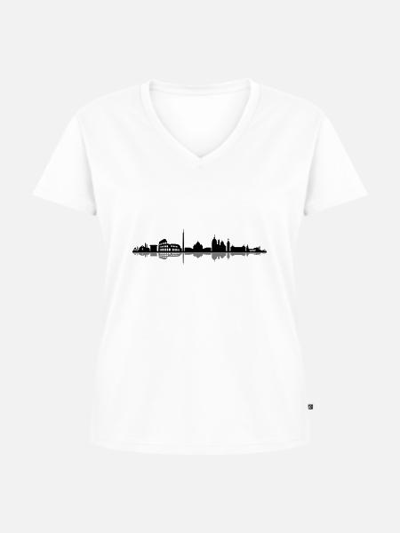 Skyline - Rom - Frauen Premium Bio T-Shirt mit V-Ausschnitt - Weiß