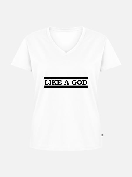 like a god - Frauen Premium Bio T-Shirt mit V-Ausschnitt - Weiß