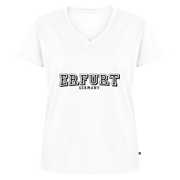Erfurt - Frauen Premium Bio T-Shirt mit V-Ausschnitt - Weiß - Vorne - AI Model Female 172 dark (172cm)