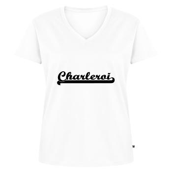 écrit charleroi - T-shirt encolure en V Premium bio Femme - blanc - Devant - AI Model Female 172 dark (172cm)