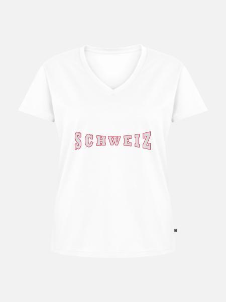 Schweiz - Frauen Premium Bio T-Shirt mit V-Ausschnitt - Weiß