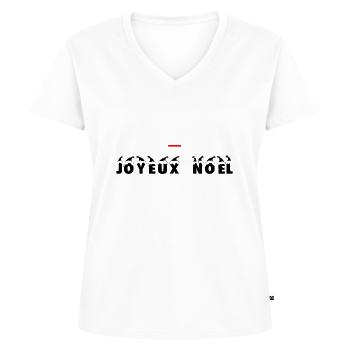 Joyeux Noël - T-shirt encolure en V Premium bio Femme - blanc - Devant - AI Model Female 172 dark (172cm)
