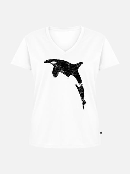 Orca - Frauen Premium Bio T-Shirt mit V-Ausschnitt - Weiß