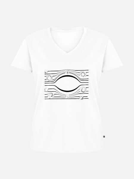 Auge abstrakt - Frauen Premium Bio T-Shirt mit V-Ausschnitt - Weiß