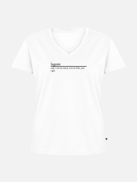 lagom - Frauen Premium Bio T-Shirt mit V-Ausschnitt - Weiß