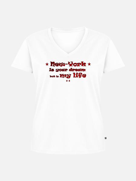 New York - Frauen Premium Bio T-Shirt mit V-Ausschnitt - Weiß