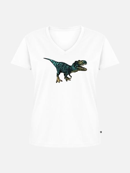 T-Rex - Frauen Premium Bio T-Shirt mit V-Ausschnitt - Weiß