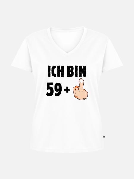 Ich bin 59 plus eins - Frauen Premium Bio T-Shirt mit V-Ausschnitt - Weiß
