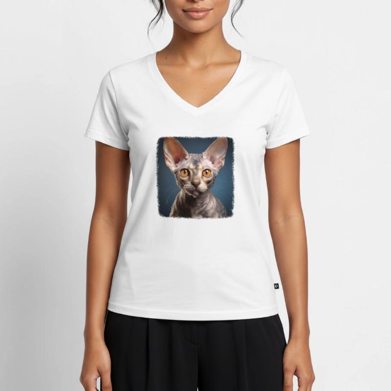 Devon Rex Kätzchen Devon Rex Katze Frauen Premium Bio T-Shirt mit V-Ausschnitt