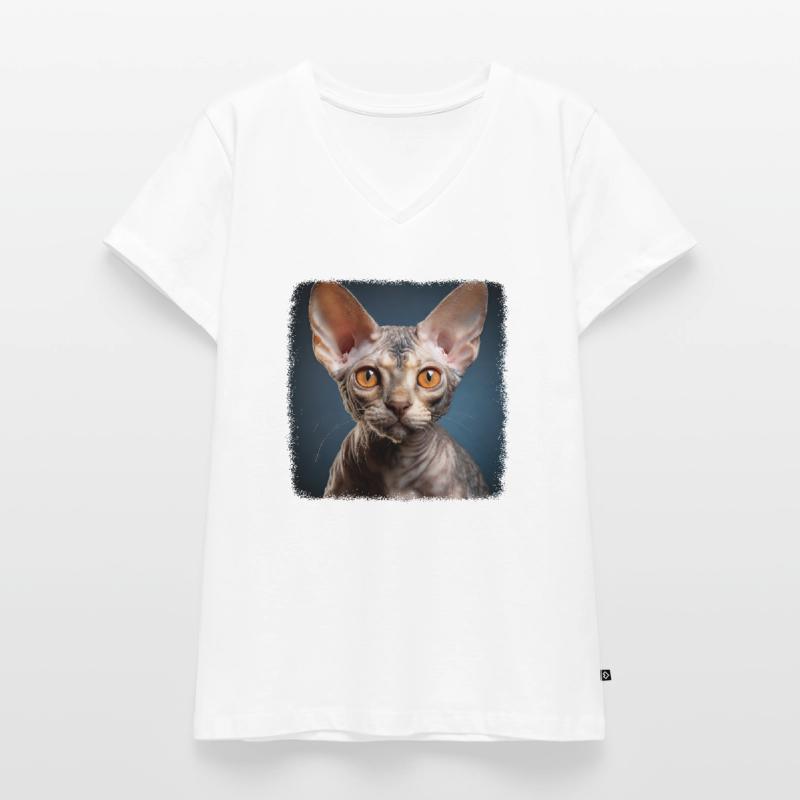 Chaton Devon Rex Chat Devon Rex T-shirt encolure en V Premium bio Femme