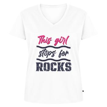 Étudiant en géologie - T-shirt encolure en V Premium bio Femme - blanc - Devant - AI Model Female 172 dark (172cm)