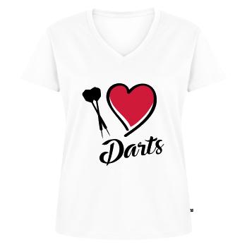 darts i love - Frauen Premium Bio T-Shirt mit V-Ausschnitt - Weiß - Vorne - AI Model Female 172 dark (172cm)